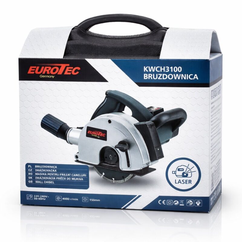 BRUZDOWNICA 150MM DO BETONU +TARCZE +LASER +WALIZKA EUROTEC 10-40mm 3100W – zdjęcie 4