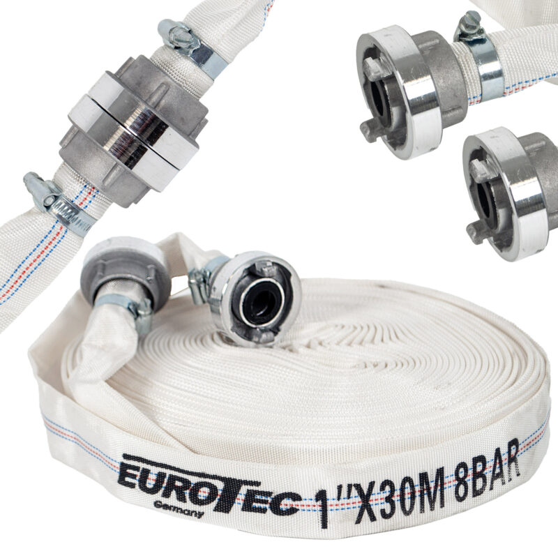 Wąż strażacki Eurotec 30 m 1" do pompy z szybkozłączkami – zdjęcie 1